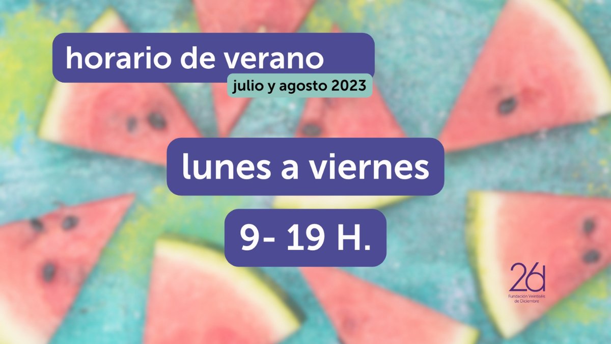 fundacion26D's tweet photo. Durante los meses de julio y agosto cambia el horario de apertura de nuestra sede, en la calle Fray Ceferino González, 4 en Madrid. Estamos de 9 a 19H.
🍽️ Mantenemos "La comida de las Antonias"
⛲ Refugio climático https://t.co/RCjgcXtNYh