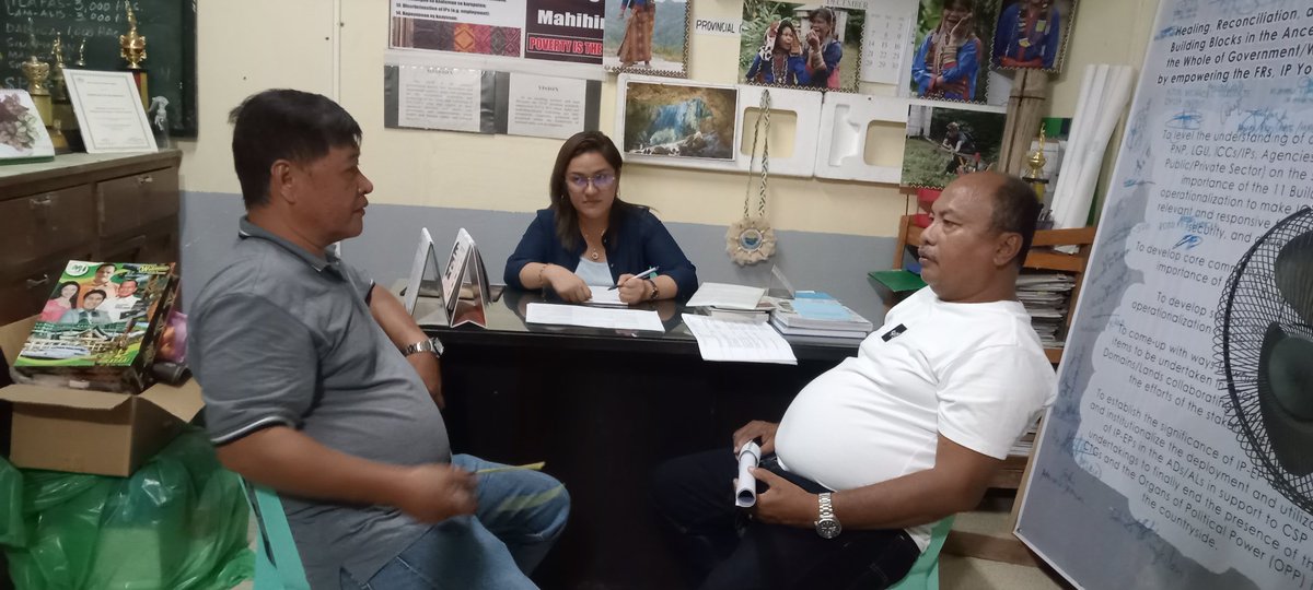 ncipskprov's tweet photo. Look: 07/04/2023

NCIP SK Province  OIC Provincial Officer ATTY Hanna D. Villa Agustin entertained our client of the day; Mun. IPMR DATU EDDIE GUGO of Kalamansig LGU in re: ADSDPP integration for the Menübo Dulangan ICC/IP Direct CADT Application Kalamansig, Sultan Kudarat. https://t.co/3UP5EW4EUw