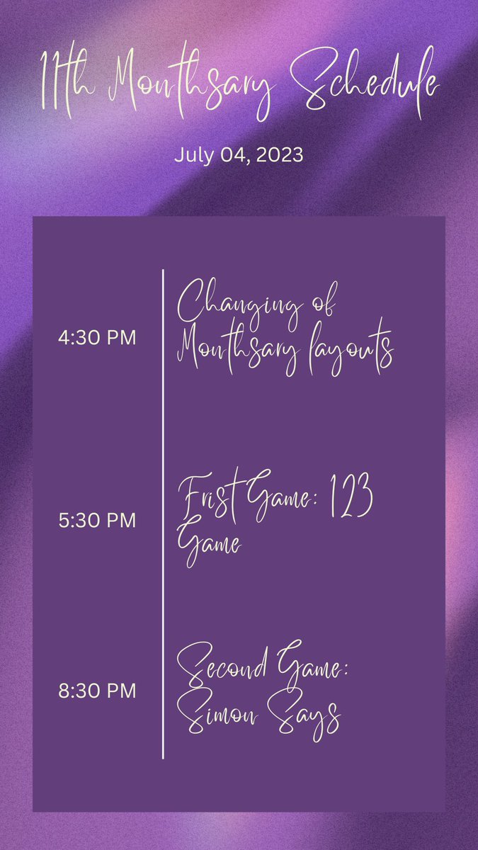 INFYTWTS's tweet photo. ☆⋆｡𖦹°‧★ here are the schedule of activities from july 4 to july 5, 2023 ! ‧₊˚ ☁️⋅♡𓂃 ࣪ ִֶָ☾. https://t.co/2RJJDoeNx3