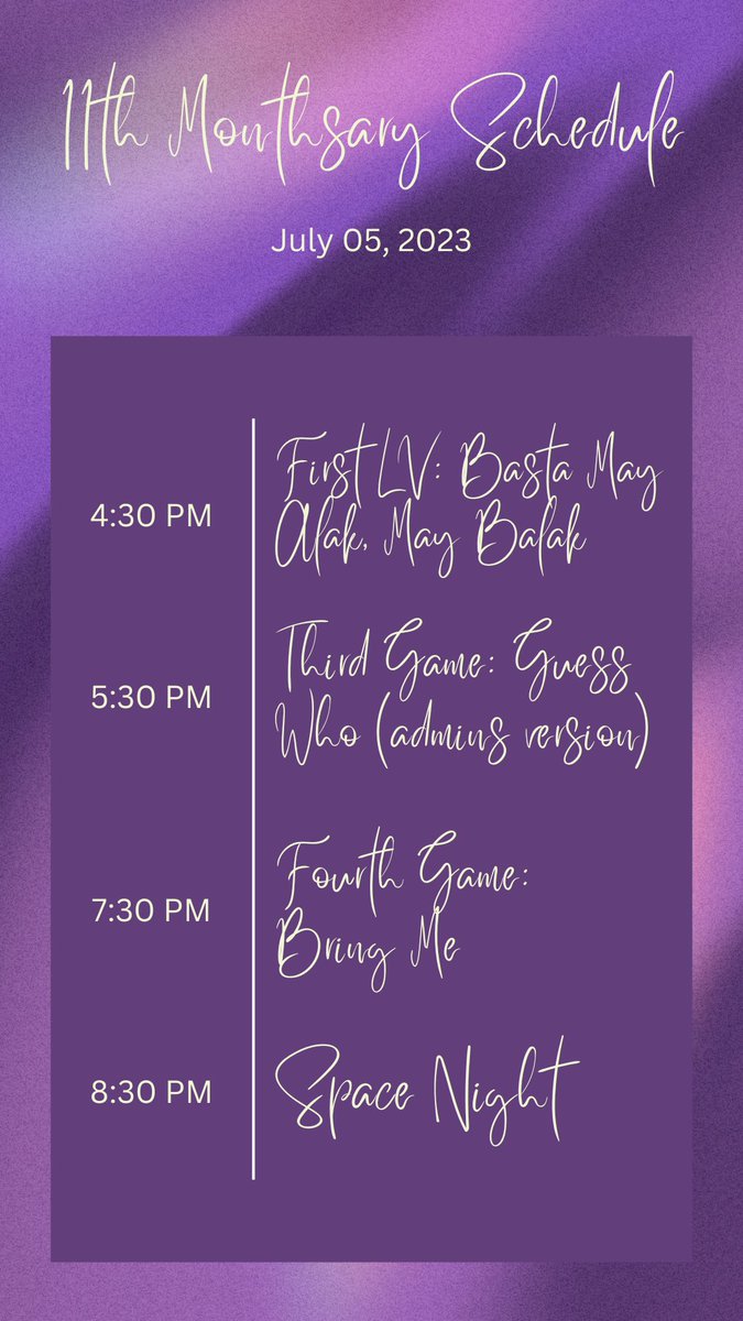 INFYTWTS's tweet photo. ☆⋆｡𖦹°‧★ here are the schedule of activities from july 4 to july 5, 2023 ! ‧₊˚ ☁️⋅♡𓂃 ࣪ ִֶָ☾. https://t.co/2RJJDoeNx3