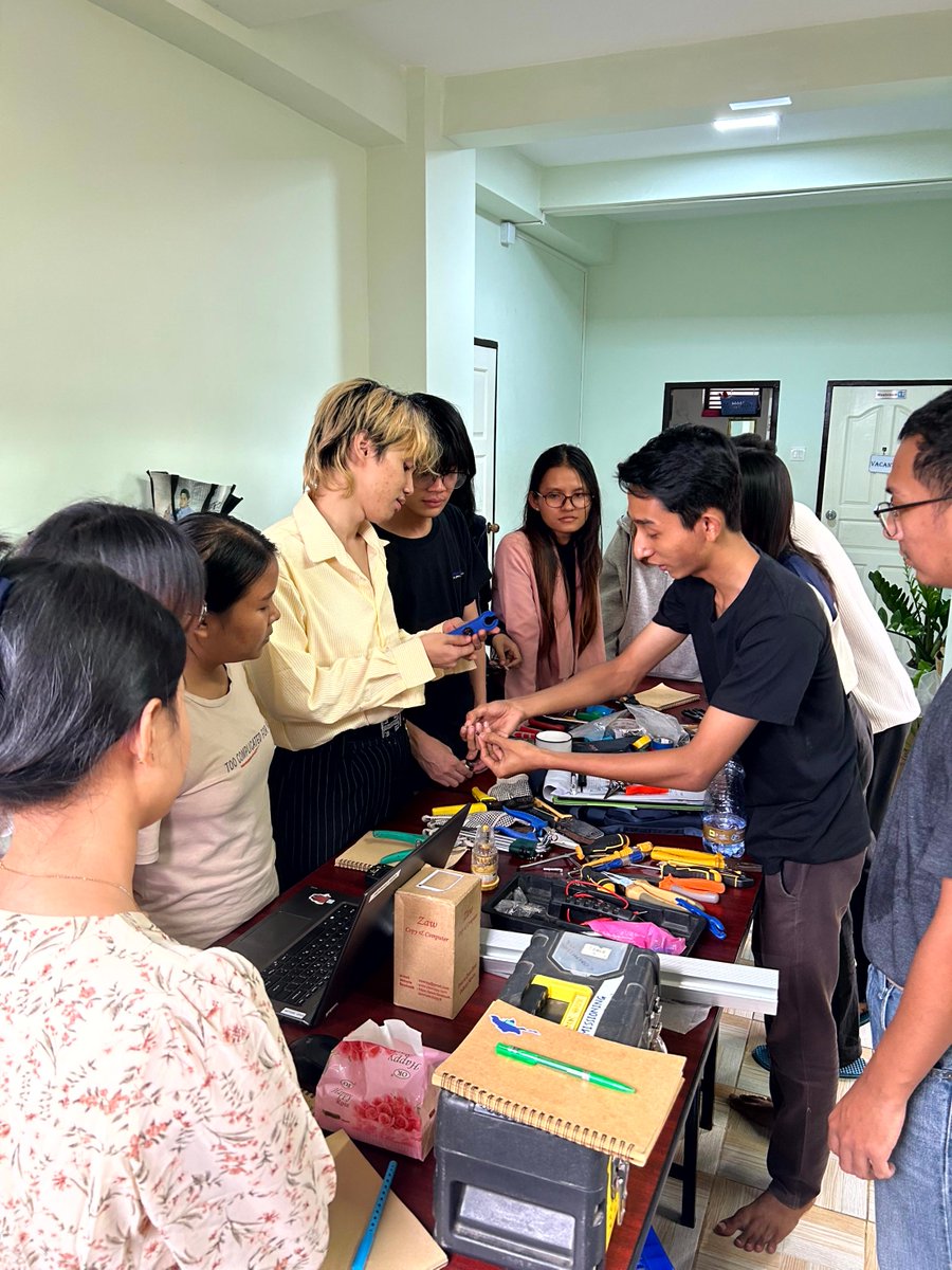 MWinMyanmar's tweet photo. In last week's technical support meeting, Indigo Energy's engineers learned solar O&amp;M and commissioning tools.  
The photos below reflect how our engineers are learning the tools with full concentration and curiosity.
#IndigoEnergy #QualityOutcomes #EmployeeTraining https://t.co/2L28U1YqHy