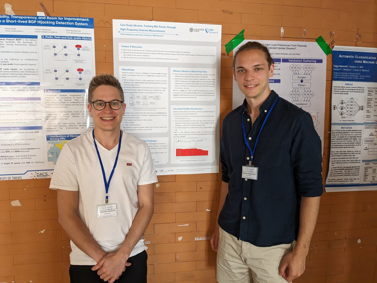 Very happy to report that two #DoCSunivie students under Prof. Edgar Weippl's (@weippl) supervision, Gabriel Gegenhuber (@GGegenhuber) & Florian Holzbauer (@holzsec), got accepted to the TMA2023 PhD School 'Modern Network Monitoring and Privacy-Preserving Analysis' in Naples! 🥳