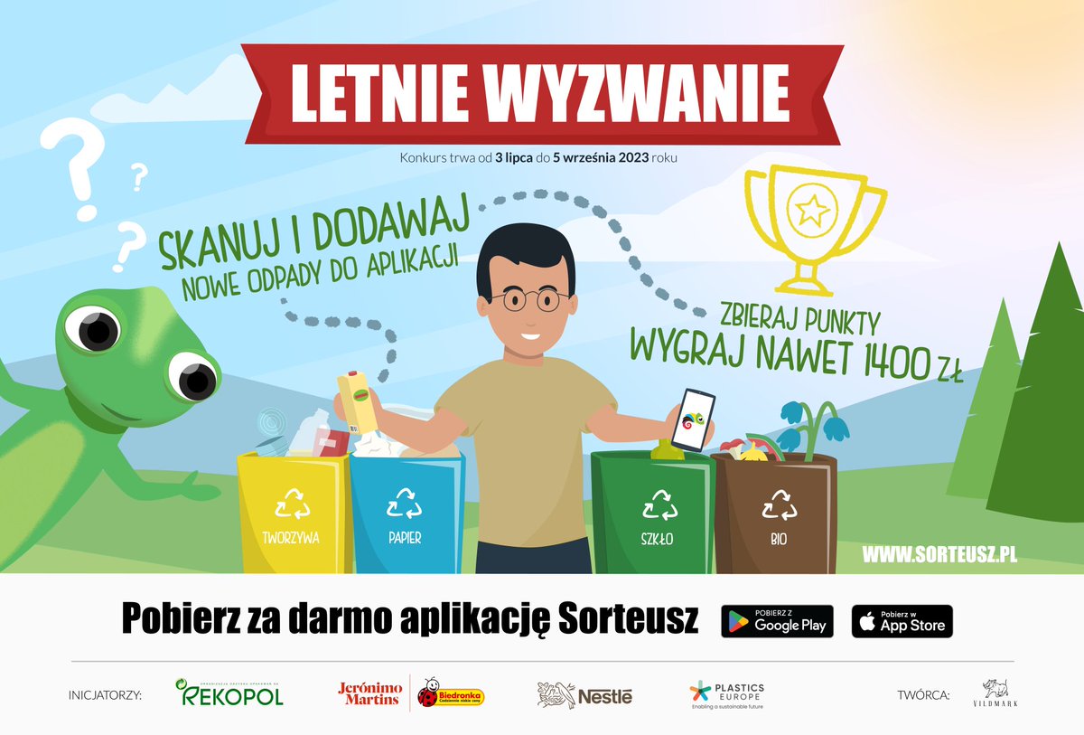 PlasticsEuropeP's tweet photo. Wielu z Was pomaga Sorteuszowi rozbudowywać jego bazę produktów. Teraz #Sorteusz chce Was za to nagrodzić. 🏆 Weź udział w letnim wyzwaniu! 🤩
Szczegóły i regulamin znajdziesz na stronie: https://t.co/BiRHZiVZ9c
#odpady #recykling https://t.co/0mgoV2Rk7Z