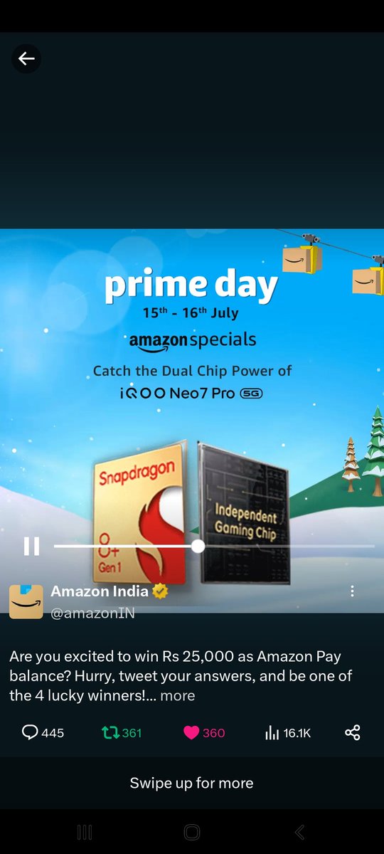 TippuSulthanknl's tweet photo. @amazonIN I've catched the Dual Chip Power of IQOO Neo 7 Pro 5G perfectly
#IQOONeo7Pro5GOnAmazonSpecials
#Amazon
#PrimeDay
#AmazonPrimeDay
#AmazonIndia
#ContestAlert
#ContestIndia
#ContestsOnTwitter
#Giveaways
Tagging:
@Asma_cbl 
@Khairunissakdmr 
@umar0768 
@mullamahaboob20 
@rocksfor69 https://t.co/B0NgRnfVfI