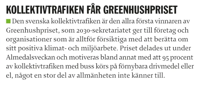 petra_modee's tweet photo. Grattis #Xtrafik! Grattis @regiongavleborg! När kollektivtrafiken får pris för att den är så miljövänlig så väljer styret i Gävleborg att gå tillbaka till fuldieseln. Skäms! https://t.co/lvE3bnaHoF