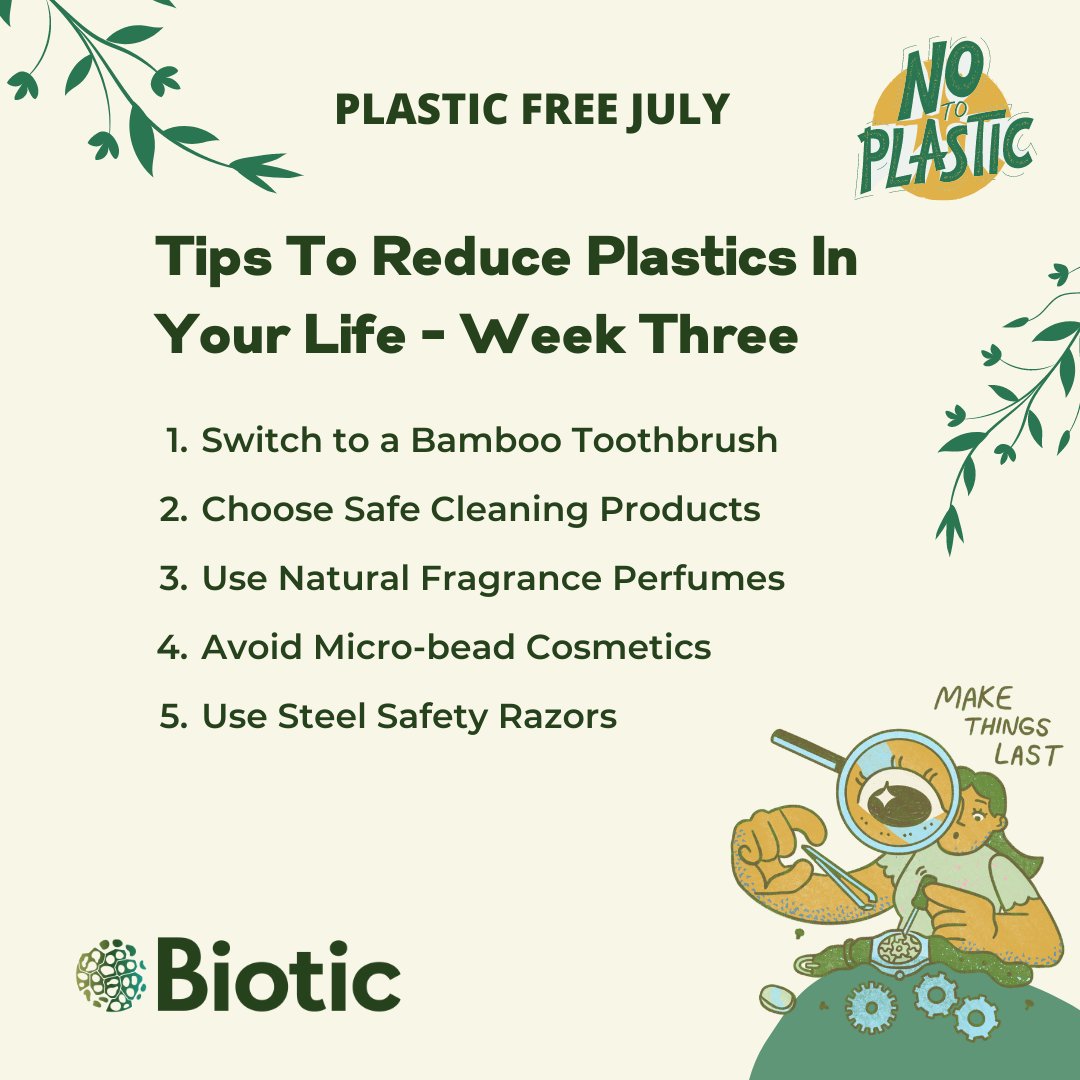 bio_circular's tweet photo. Tips to reduce plastics in your life #PlasticFreeJuly
Week 3!
Why reduce plastics?
BPA/BPS/BFAS chemicals in #plastics disrupt our hormonal system which affects our sleep and behavior, and harms our health in many ways. https://t.co/yLMmVwIrvY