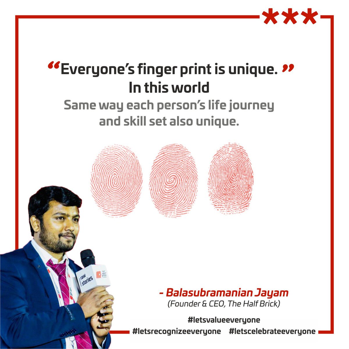 BJayam's tweet photo. We are valuing, recognising and celebrating selfmade and selfless people who are growing from ground zero from all walks of life in our inclusive peoples platform raw stories 

@thehalfbrick #letsvalueeveryone #letsrecognizeeveryone #letscelebrateeveryone https://t.co/J7BYZe1vus