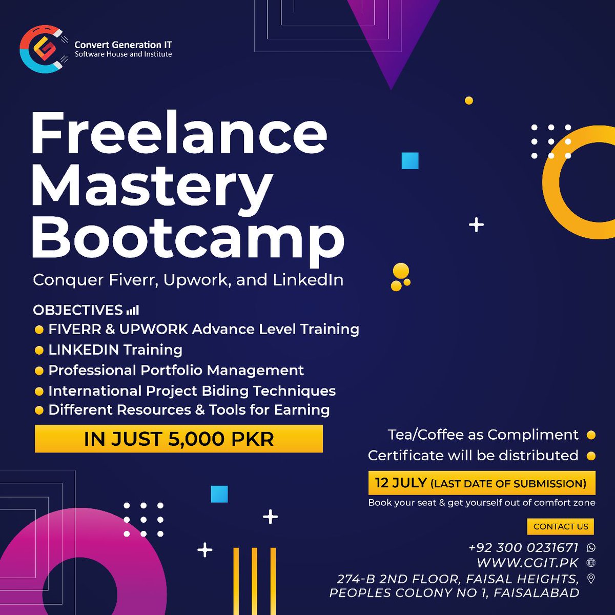 CGit_pk's tweet image. đŖ Join our đ¯ workshop on freelancing and online earning!
 đđģ  Don't miss out on this incredible opportunity! Book Your Seat NOW! đ⨠
#FreelancingWorkshop #OnlineEarning #ClientHunting #TeaTime #Certificates #DiscordCommunity