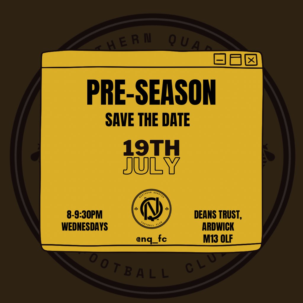 PRE SEASON ANNOUNCEMENT 👀

We’re in the mood for the new season and are on the lookout for new players 🐝 Competitive 11 a side, training and a good ol social 🍺

Give us a DM and get yourself down to training ⚽️

📍Deans Trust, Ardwick, M3 0LF
🗓️ Every Wednesday 
🕰️ 8-9:30PM