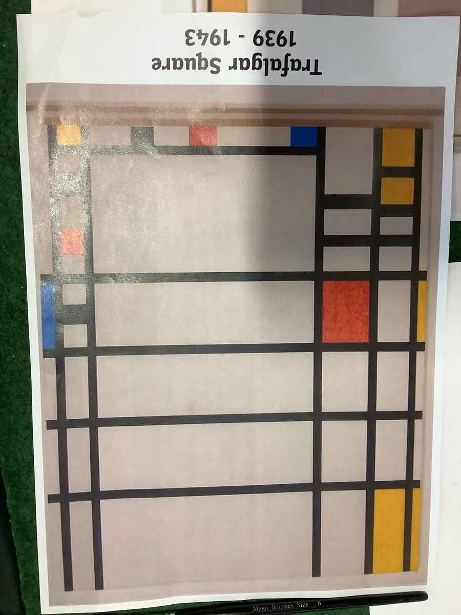 MBinns_StAnnes's tweet photo. We have continued to learn about the work of Piet Mondrian. We looked at the style he developed known as ‘neoplasticism’. This minimalistic style uses simple lines, right angles and blocks of primary colours. @StAnnes_EHS https://t.co/KG9wG0CWC3