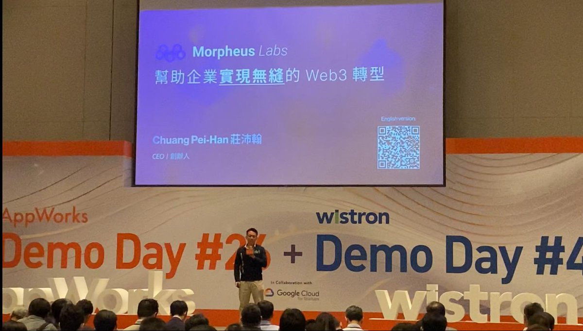 morpheuslabs_io's tweet photo. Happening live 🎥 from #Taipei at the #AppWorks demo day #26 - Showcasing cutting edge #AI, #web3, and Southeast Asia #startups.

#MorpheusLabs is honoured to be one of the #Featured shortlisted accelerator finalist. Our #CEO, @PeiHanChuang was presenting to the honoured attendees includes #VCs, #blockchain, #AI & associated stakeholders

A huge shoutout 📢 to @AppWorks for this opportunity. Growing the #community together as one