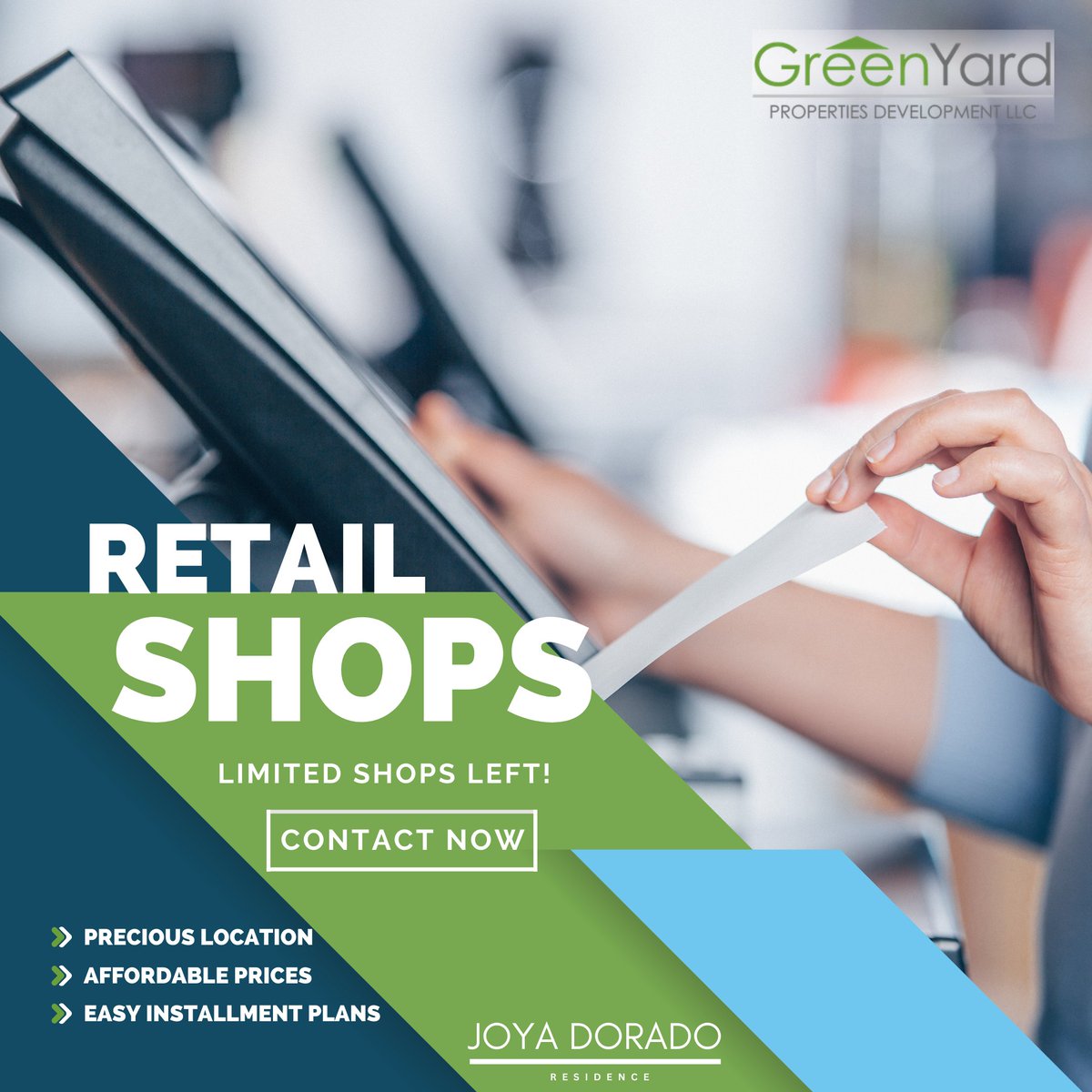 greenyard_'s tweet photo. 🎉Hurry! Only a few shops are left in the prestigious Joya Dorado by Green Yard Properties. Secure your retail space in this exclusive destination before it's too late. Contact us now to secure your space. 📞🏬🔑
#LimitedAvailability #primelocation #InvestInExcellence #RealEstate https://t.co/Zzd4S3ahaK