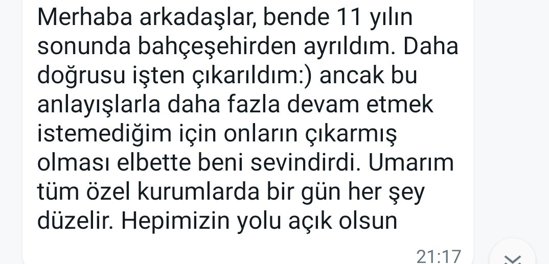ogretmensendika's tweet photo. Bahçeşehir Kolejinde ( @bahcesehir_k12 ) işten çıkarılan öğretmenler sendikalı öğretmenlerinin ( Bahçeşehir) olduğu WhatsApp grubuna bu mesajları bırakıyor. 
◾Özel sektör öğretmenlerinin mücadelesinde bir maya, bir köz! Bu sendikanın durmadan yoluna devam etmesi, üyelerinin + https://t.co/IgK9usM10r