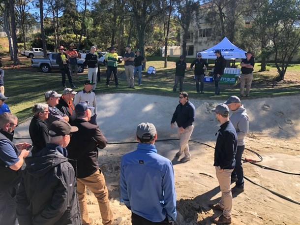 centaurap's tweet photo. Presentation on #CapillaryBunkers at the Centaur's field day at Pacific Golf Club. Great to talk about Capillary Bunker’s unrivalled ability to clean bunker sand with a wash box, not only saving money on bunker sand but increasing the Performance Guarantee from 10 yrs to 15 yrs. https://t.co/pzamqmwCIp
