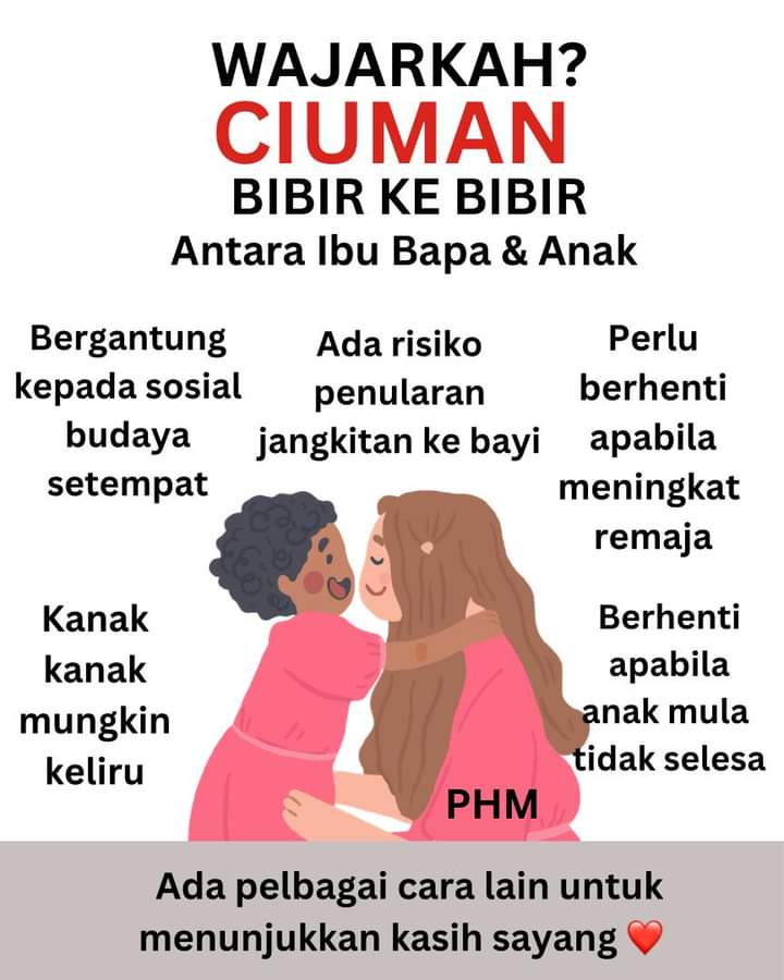 health_malaysia's tweet photo. Terdapat pelbagai cara untuk ibu bapa menunjukkan kasih sayang kepada anak². Sebenarnya ia bergantung kepada norma dalam keluarga &amp; sosial budaya masyarakat setempat. 

Sesetengah keluarga selesa menunjukkan kasih sayang dengan memeluk ahli keluarga, kucup di dahi &amp; pipi.

Thread https://t.co/7Z4VtSlbU5