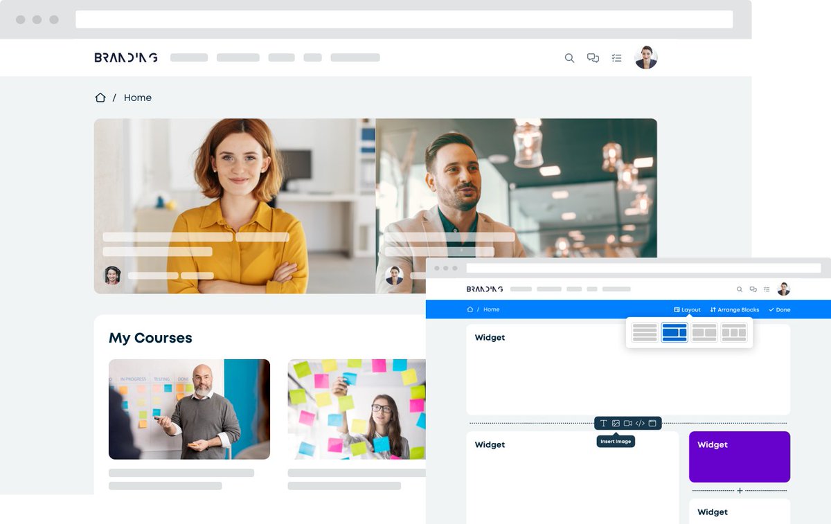 Support_FD's tweet image. Exciting #courespathnews! Give your Start pages in your #lms (aka Portals) a fresh look with side-by-side widgets and 2-3 column layouts! With this #release, you can also add videos 🎥, images 🖼️, and text 📝 for brief intros. Full list here: ow.ly/s8wu50OY5Xw