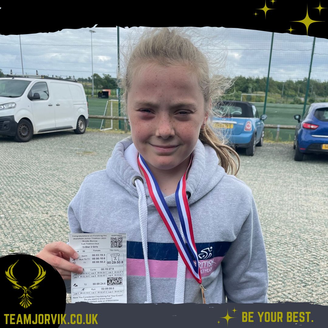 Congratulations to Team Jorvik's Brodie and Caiden who completed Wakefield Jnr Triathlon on Sunday &amp; showed off their speedy swim skills, achieving fantastic results!🙌
🧡 Brodie:TriStar2: 200m🏊🏻,6000m🚴🏼,1.80m🏃🏼‍♀️: 6th place💪
🖤 Caiden:TriStar1: 150m🏊🏻,4000m🚴🏻,1.20m🏃🏼: 6th place💪