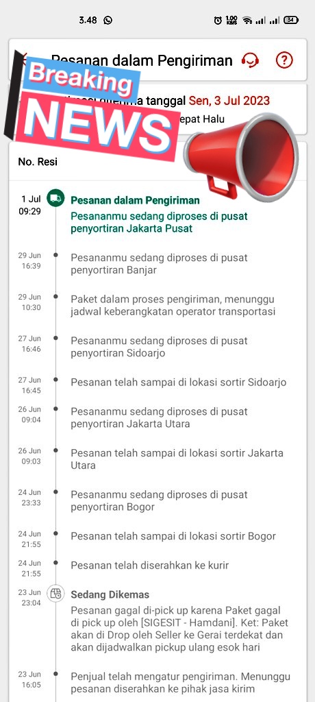 ArdaniMuhamad's tweet photo. Udah 12 hari ๐๐๐
Luar biasa halu anda @sicepat_ekspres
Keterangan lacak pun halu ,masa udah di banjar malah balik lagi ke jkt.
Mudah mudahan barokah #sicepat #palingcepat #yangTercepat #lebihCepatDariKilat #halu #hayal #anganAngan https://t.co/gGPyQRCg7H
