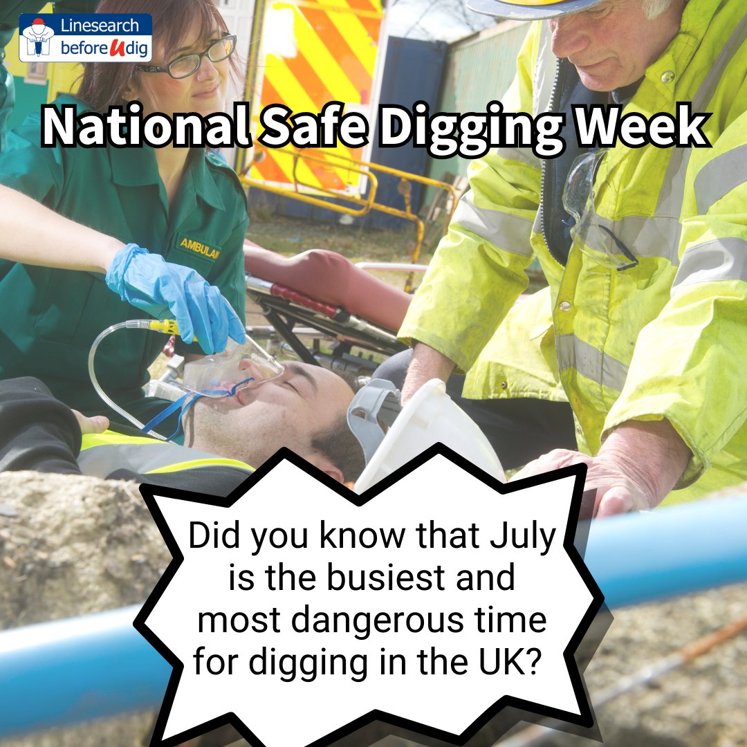 LSBUD's tweet photo. Did you know, July is the busiest and most dangerous time for digging in the UK? Not only this, but the most dangerous day is a Wednesday!
Find out more here: https://t.co/3eZQNvZPIC
#NationalSafeDiggingWeek #SearchBeforeYouDig #SafeDiggingForAll #awarenessweeks https://t.co/CDkvFQaRGU