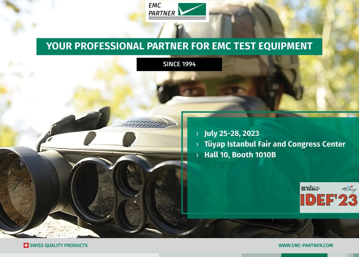 EMCPARTNER's tweet photo. We will be attending #𝗜𝗗𝗘𝗙’𝟮𝟯 𝗶𝗻 #𝗜𝘀𝘁𝗮𝗻𝗯𝘂𝗹 starting tomorrow!

Our representative, Aktif Neser, will be present at 𝗕𝗼𝗼𝘁𝗵 𝟭𝟬𝟭𝟬𝗕, 𝗛𝗮𝗹𝗹 𝟭𝟬 to showcase our innovative modular test system, 𝗠𝗜𝗟-𝗠𝗚𝟯!
https://t.co/zDETosU7vL 
https://t.co/zq6rEwi2wa https://t.co/I8PVG11mSA