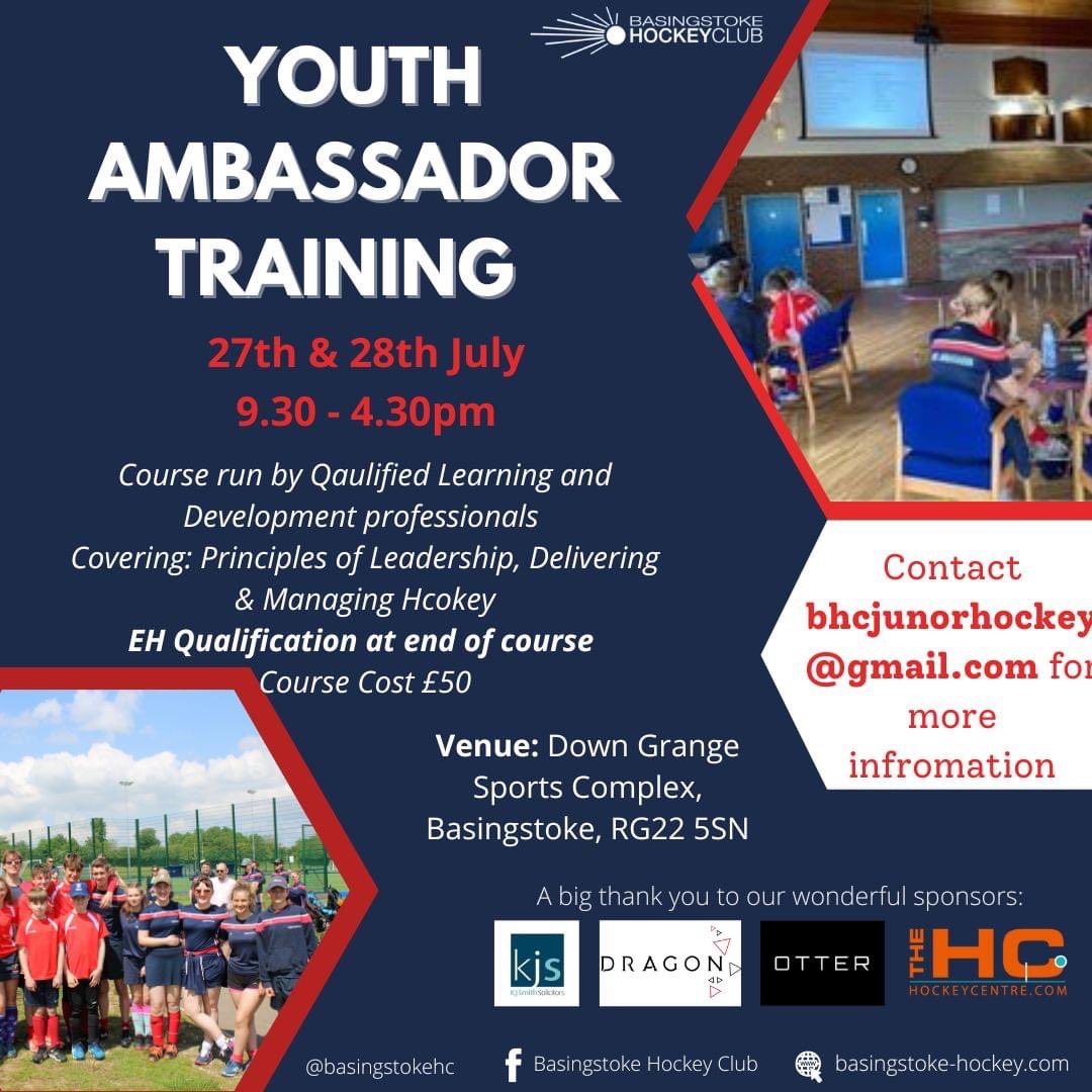Junior Ambassador Training available to book. 2 day course. Course run by Professional Learning &amp; Development Professionals. training course  is based on the England Hockey Award. For information get in touch bhcjunioirhockey@gmail.com
<a href="/BasingstokeHC/">Basingstoke Hockey</a> #growyourown