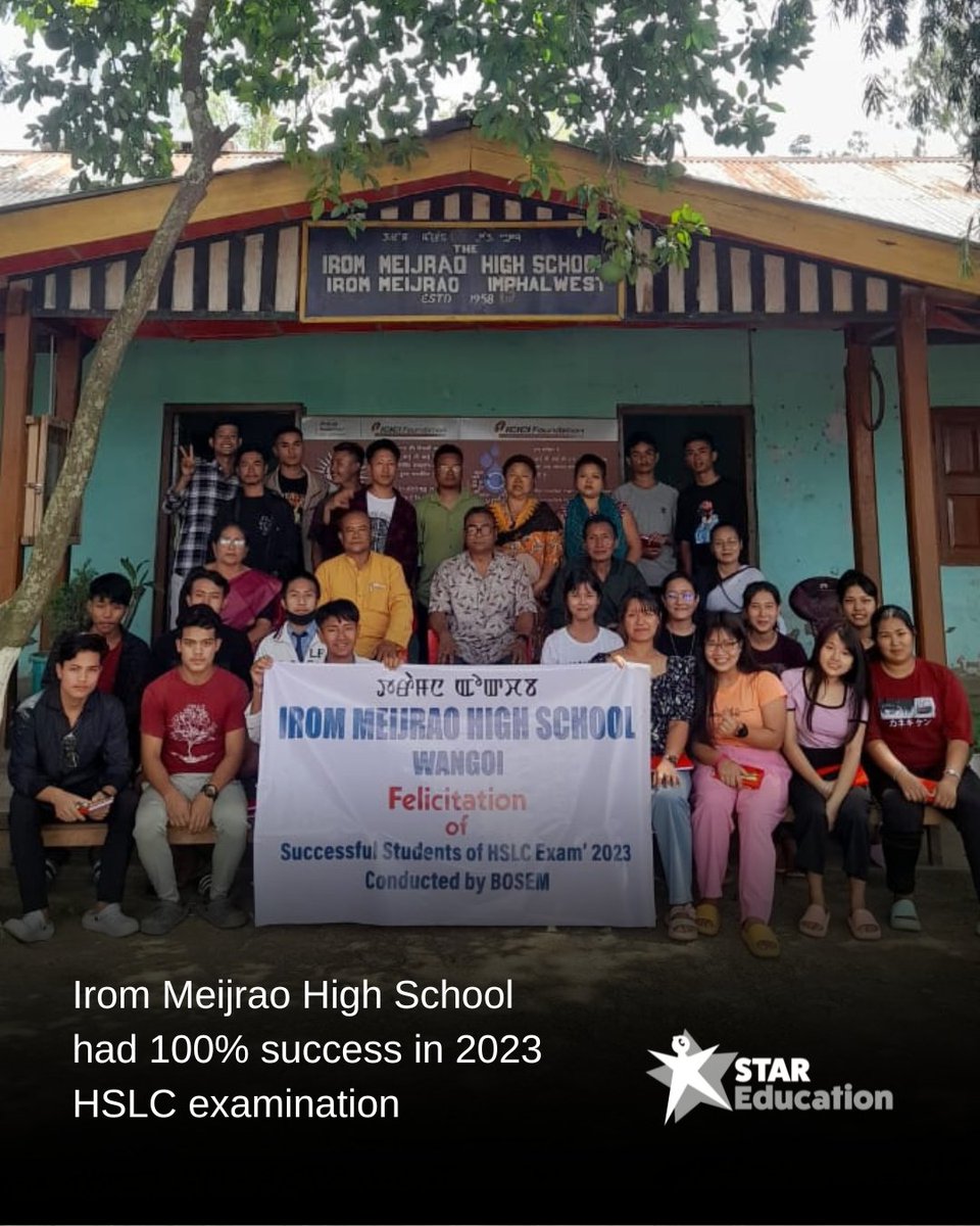 staredumanipur's tweet photo. #STAReducation extends its heartfelt congratulations to Irom Meijrao High School for achieving a remarkable 100% success rate in the 2023 #HSLCexamination. Wishing each student a bright and successful future.
#Imphal #manipur #education https://t.co/Lk4OBiKgLX