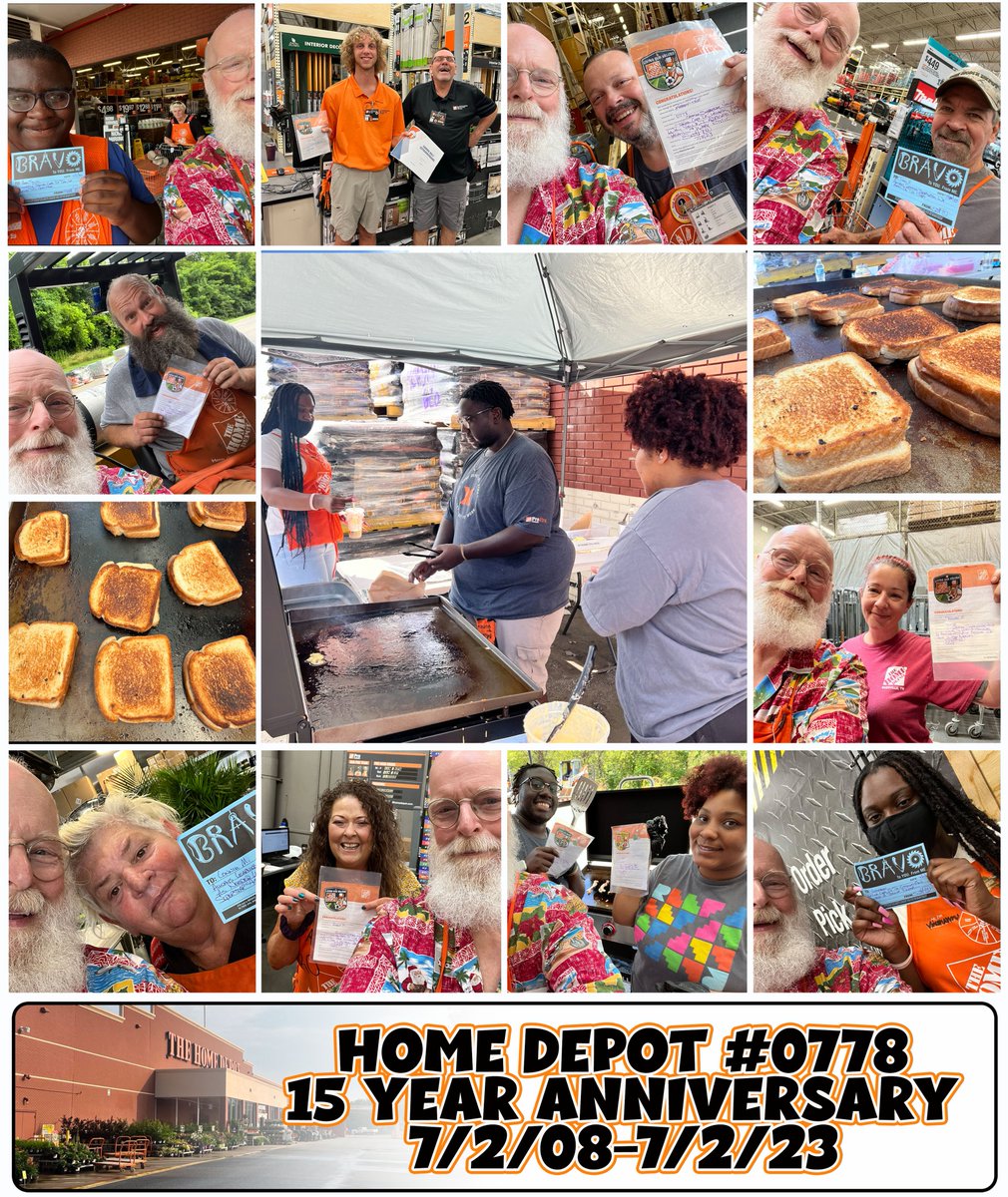 Scott O'Neal (@bibphotography) on Twitter photo Grilled cheese Day was a huge success at #HD778! Day 3 of our 15-year celebration included grilled cheese sammies, a ton of Bravos and even more Homers. I saw more genuine smiles than I've seen in a while! @BlakeOlivierHD <a href="/MikeCaveyJr/">Mike Cavey</a> @HomedepoJessica Grilled cheese Day was a huge success at #HD778! Day 3 of our 15-year celebration included grilled cheese sammies, a ton of Bravos and even more Homers. I saw more genuine smiles than I've seen in a while! @BlakeOlivierHD <a href="/MikeCaveyJr/">Mike Cavey</a> @HomedepoJessica