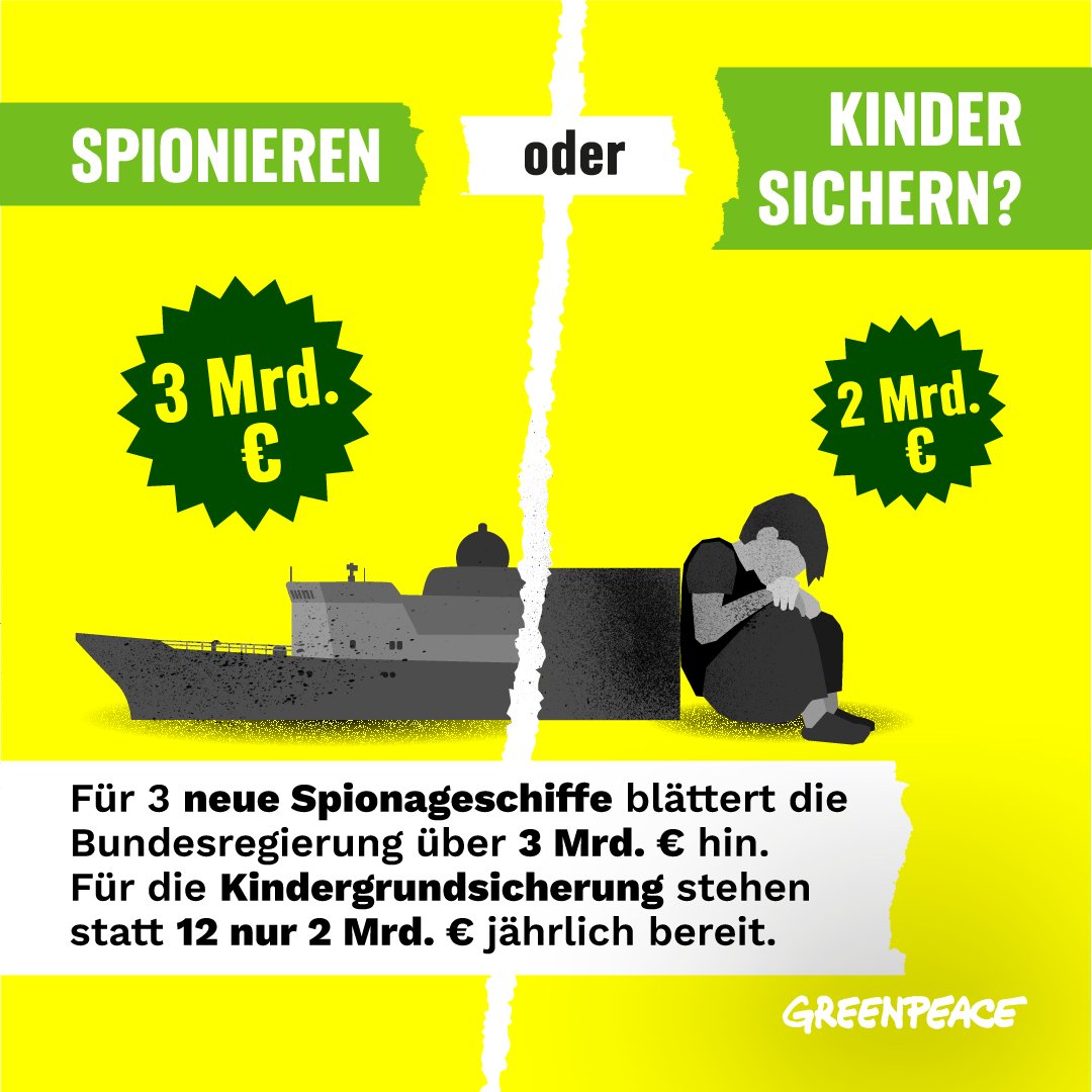 Beim #Elterngeld und der #Kindergrundsicherung wird gespart wie es nur geht, aber drei neue Spionageschiffe dürfen mal eben 1,2 Mrd.💶 mehr kosten als geplant? 😳 Da stimmt was grundsätzlich nicht.👎