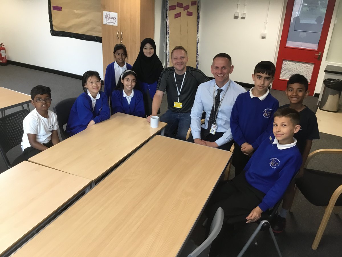 St_Chrysostoms's tweet photo. School council had a lovely visit from Lewey at @humansmcr this morning! He visited us to say a huge thank you to all the families at St Chrysostom’s who have generously donated money or food this year. We can’t wait to help more people soon. https://t.co/XI66L8XnI5
