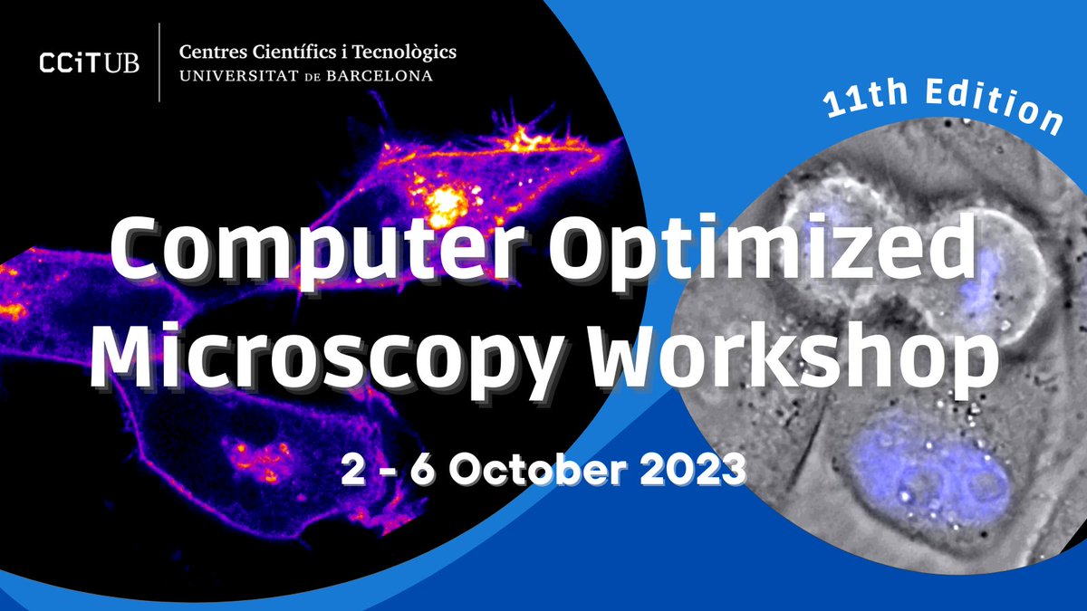 ccitub's tweet photo. #COM2023 | Computer Optimized Microscopy Workshop 11ᵗʰ Edition
Theoretical and practical sessions to show image processing workflow needed to extract quantitative information over different microscopy techniques
🗓️2-6 Oct 2023
✍️Registration open!
+ℹ️ https://t.co/7fFb6wK6iF https://t.co/LDfhzzh7N4