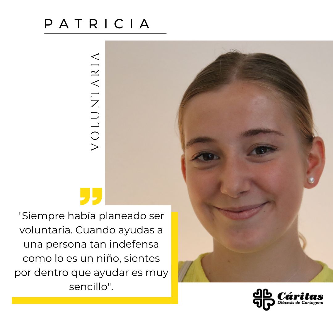 CaritasRMurcia's tweet image. "Siempre había planeado ser voluntaria. Cuando ayudas a una persona tan indefensa como lo es un niño, sientes por dentro que ayudar es muy sencillo". Testimonio de Patricia, #voluntaria de Cáritas en #Infancia.