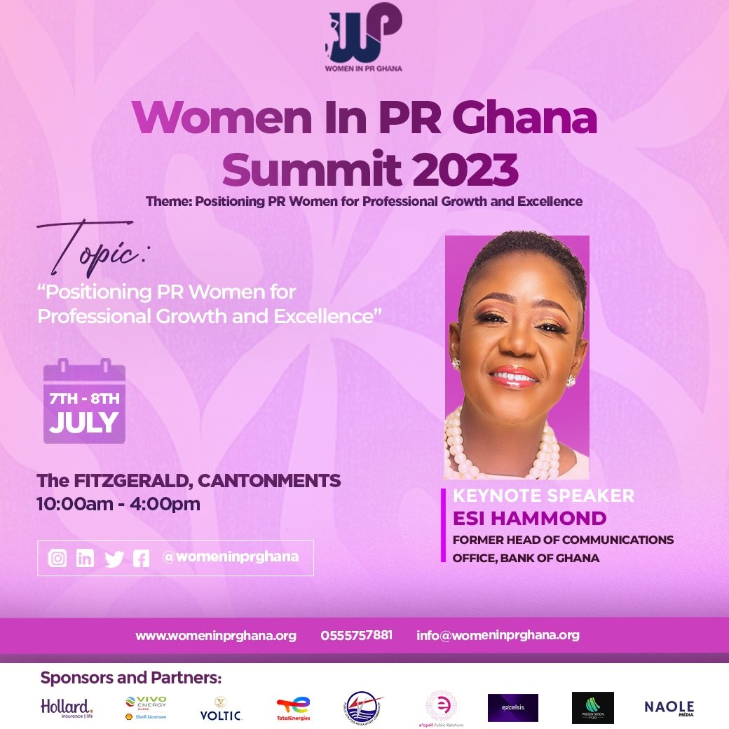 womeninprghana's tweet photo. #MeetOurKeynoteSpeaker for the 7th Women in PR Ghana Summit 2023!!

 Esi Hammond @maameakyere2 is a professional Communications and Public Relations practitioner with over three decades of experience with two decades at the central bank of Ghana. https://t.co/Zp7uMhui0a