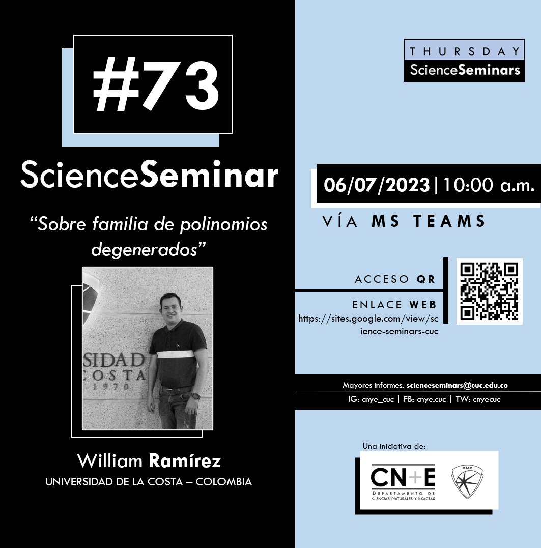 cnyecuc's tweet photo. ¡SESIÓN DOBLE! ☘️ 🍃
El #ThursdayScienceSeminar número 73 será con William Ramírez, profesor de nuestro Departamento 💫
Visita el enlace en nuestra bio (o escanea el QR) para registrarte al evento.
¡Te esperamos! https://t.co/n2HH4e4CqP