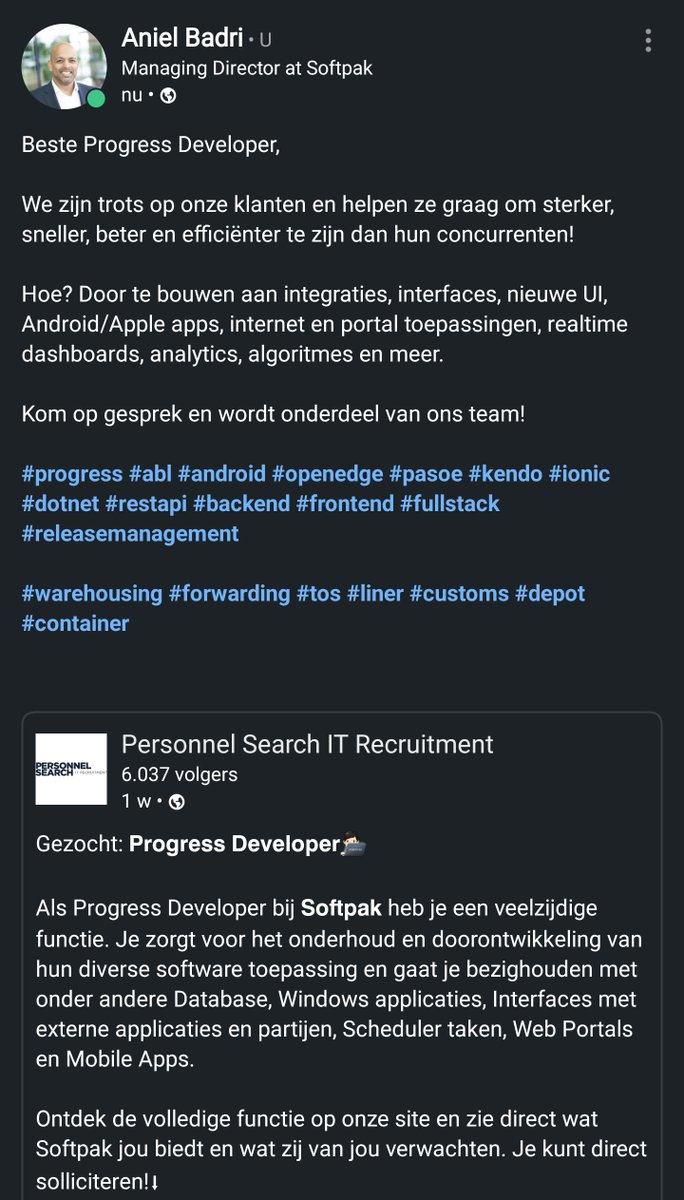 softpaknl's tweet photo. Vanwege groei van het klantenbestand is @softpaknl op zoek naar extra medewerkers. Zie onze website:
https://t.co/LCrrchi4TJ https://t.co/CGnXjTaQLe