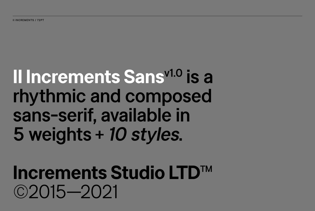 incrementstype's tweet photo. I’ve been chipping away at this labour of love recently, II Increments Sans. It’s starting to feel about right, then more glyphs, more weights, more styles. https://t.co/e4E4qFMn7Q