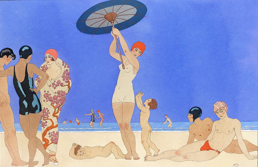 ArtGuideAlex's tweet photo. Au Lido 1923 #GeorgeBarbier https://t.co/2wZKFW8o67