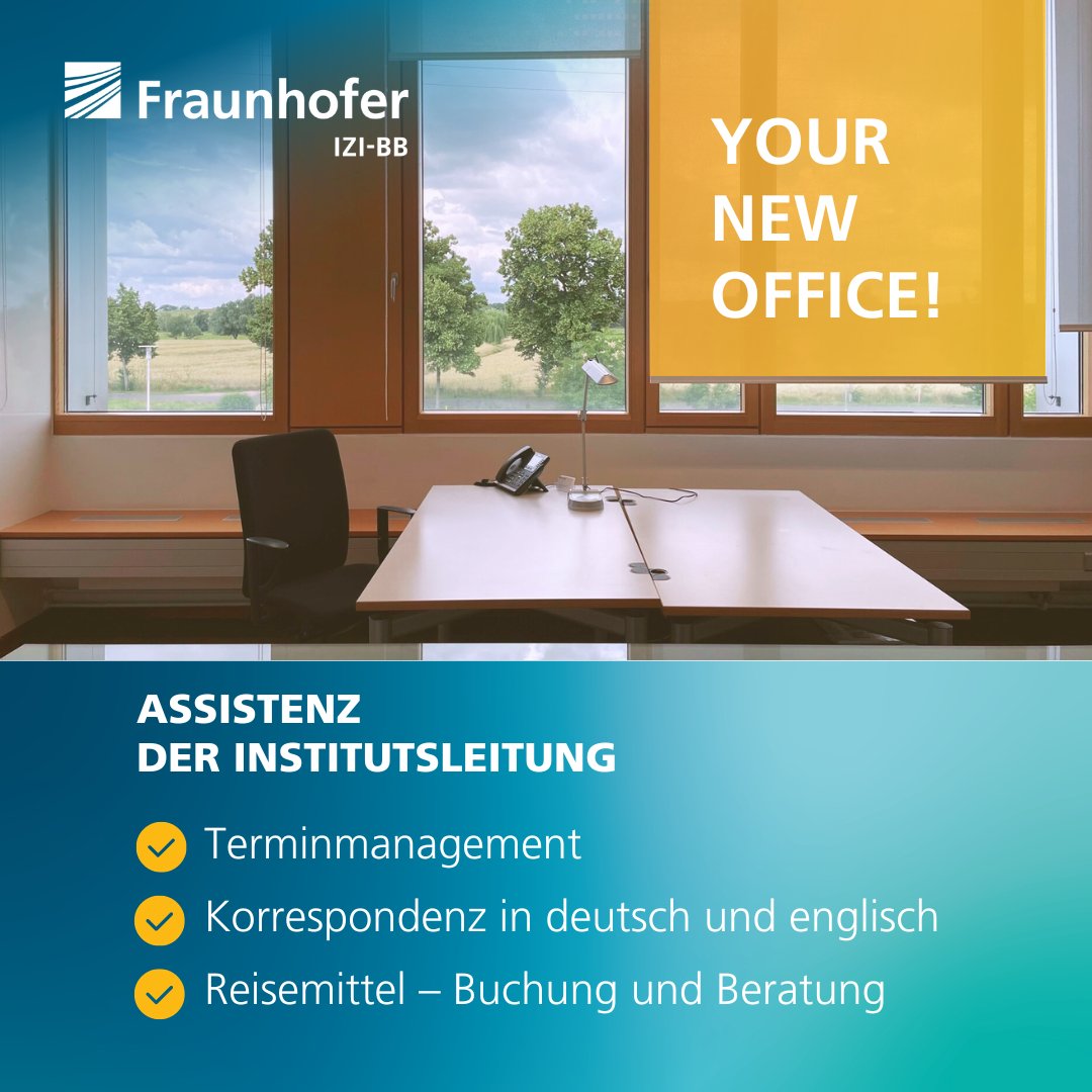 We are hiring!🎉

Eine*n Assistent*in für die Institutsleitung und die Sachbearbeitung im Bereich Reisemanagement!

Wir bieten eine abwechslungsreiche und interessante Tätigkeit, ein offenes, kollegiales Arbeitsumfeld und mehr. 🤝

Klingt gut? 👉 s.fhg.de/E92 👈