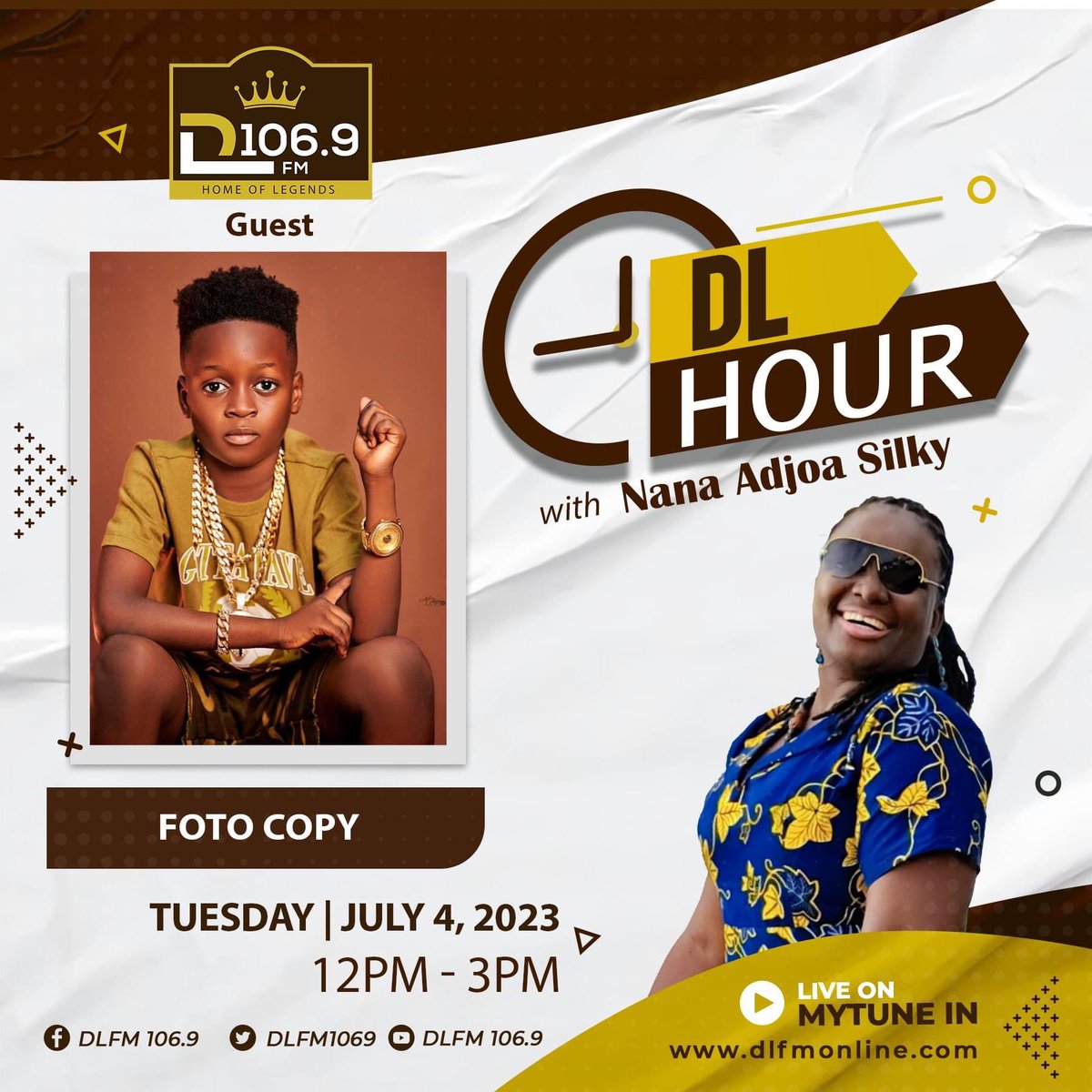 DLFM1069's tweet photo. @fotocopymusic Joins Us On Todays โDL Hourโ Show With Nana Adjoa Silky ๐๐ Donโt Miss Out.
Tune In Live On DLFM 106.9 ๐ 12pm Sharp!
#fotocopy #dlhour #ghana #music #dlfm https://t.co/L1vnMSsXwr
