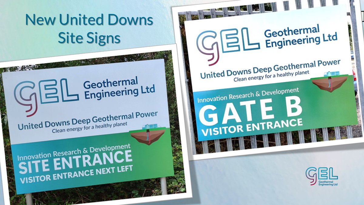 Geo_Projects's tweet image. New @GELtd #UnitedDowns Deep #Geothermal #Power site signs have been installed. Thanks to @no2thesamesigns for their amazing service. We love the bold bright design, hope you do too.