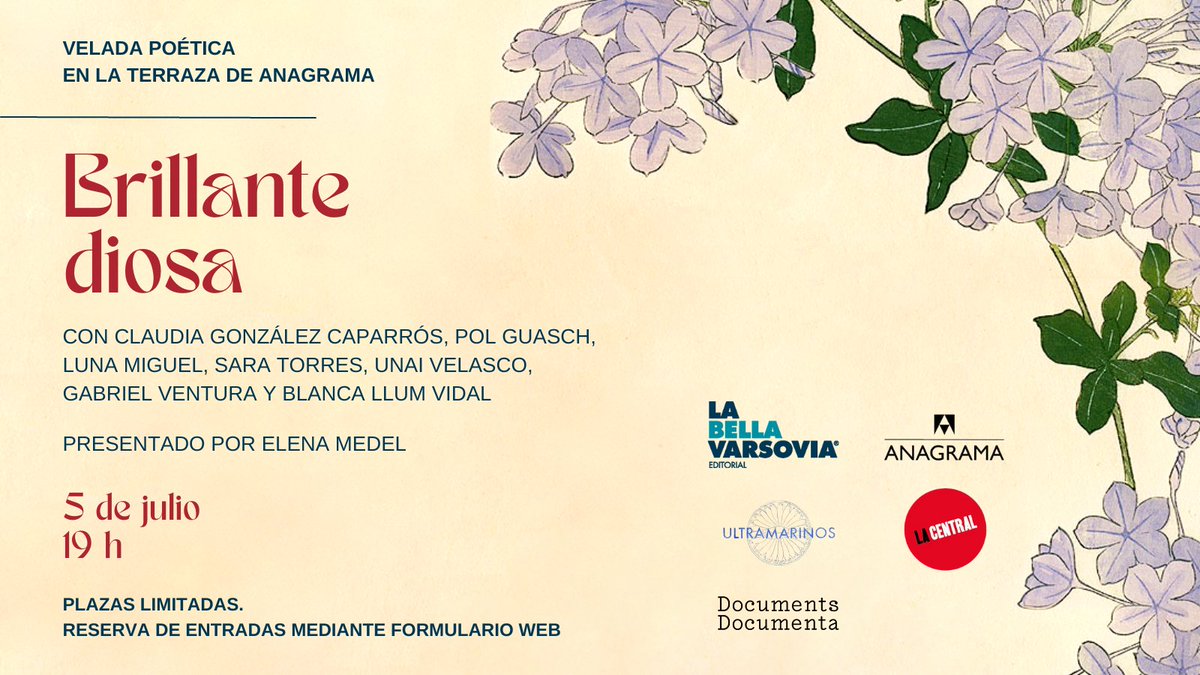 ✨Mañana montamos esto en Barcelona. Con @lunamonelle, @SaraTor82545516, @UnaiVelasco_ , @polguapolgua, @vintmilocells, Claudia González Caparrós y Blanca Llum Vidal. Presentado por Elena Medel. Las entradas están agotadas. A las que tenéis reserva: ¡nos vemos aquí!