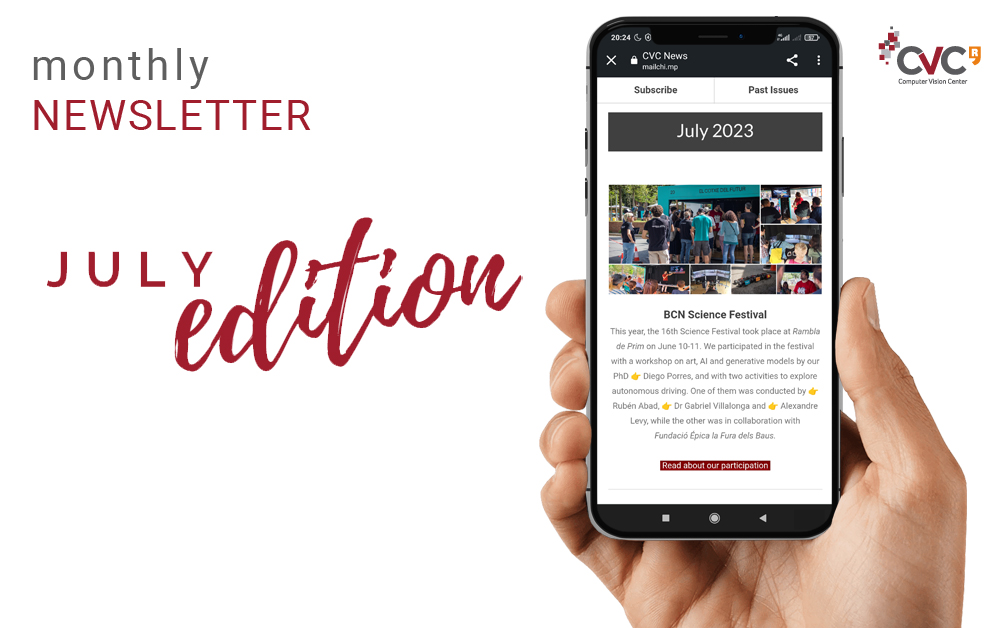 CVC_UAB's tweet photo. 📩 Our latest #CVCNewsletter is now out!
Don't miss out on ...
📊 #CVPR2023, #CARS2023, #ICASSP2023
📢 #FestadelaCiència
📈 #ViVIM, @elsa_lighthouse, @DT4REGIONS
🎓 and @JordyLandeghem's #CVCSeminar
All this, and much more, at ➡️ https://t.co/lvcfyLTLXB https://t.co/g9ZPnG80FB
