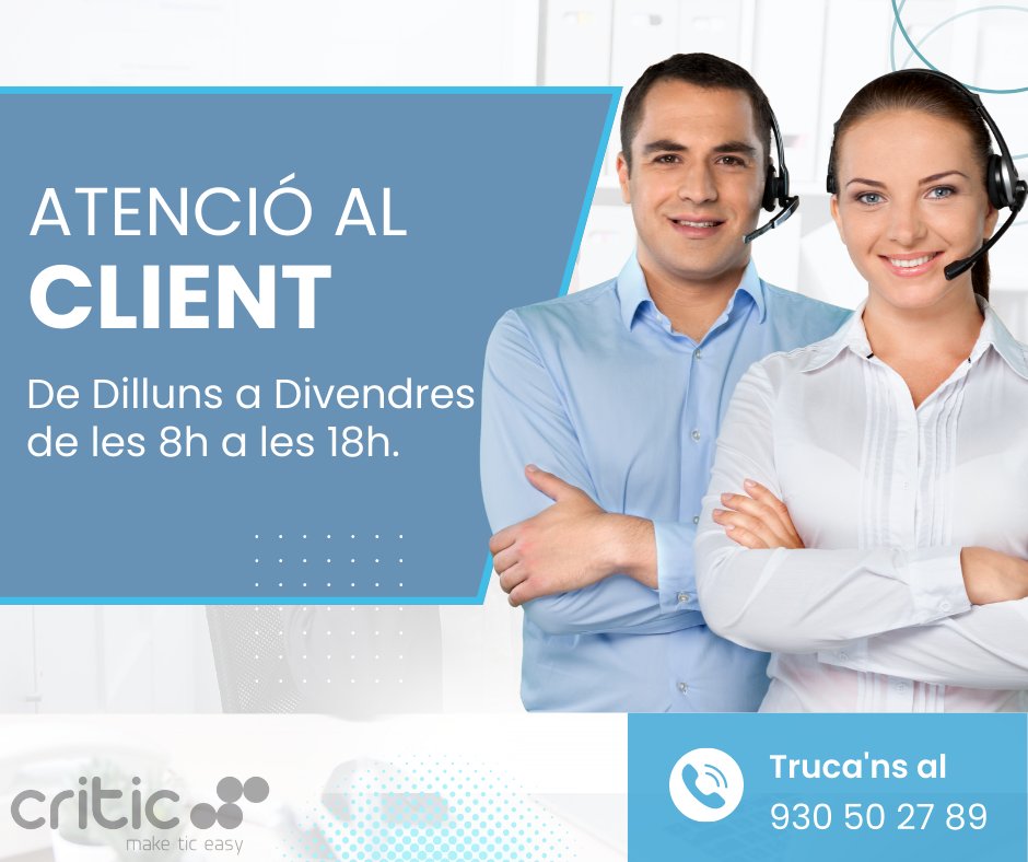 Unitia_'s tweet photo. Estem a la vostre disposició de dilluns a divendres de les 8h a les 18h. 📞

👉🏽 No dubtis en trucar al 930 50 27 89 per sol·licitar informació!

…

Estamos a vuestra disposición de lunes a viernes de las 8h a las 18h. 📞

Para más información, no dudes en llamar al 930 50 27 89! https://t.co/ZQXl1Icqco