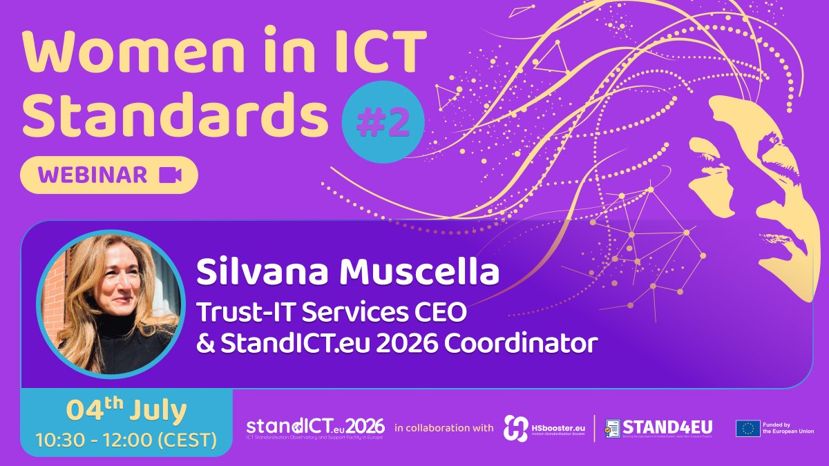 📌#WomenInICTStandards webinar #2! 

Key-objectives behind the #WomenInICTStandards <a href="/Stand_ICT/">StandICT</a> <a href="/STAND4EU/">STAND4EU</a>!

🙌Raise awareness about #women #ICT #standardisation initiatives

✨Showcase best practices and the foundational role of #women in #ICT

🚀Demonstrate how