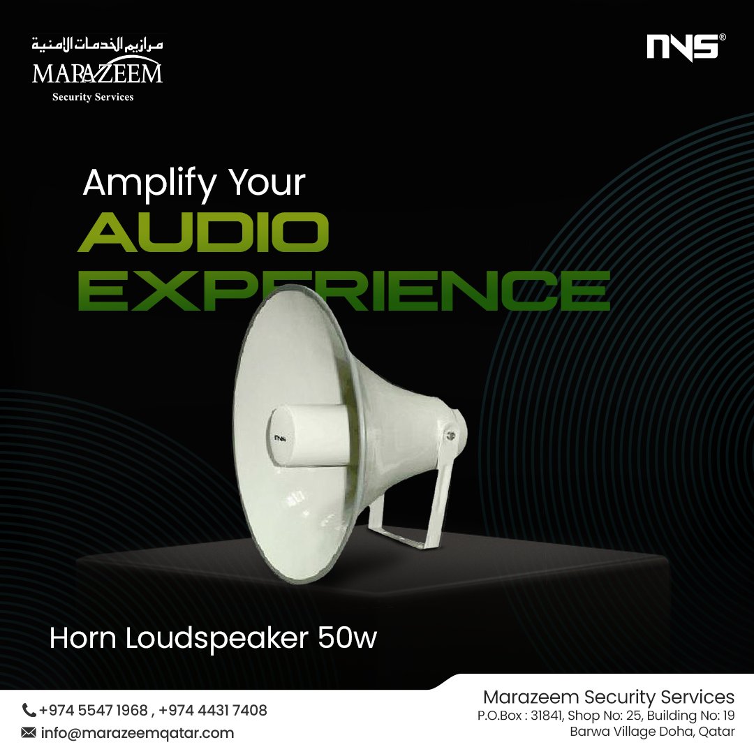 Amplify your audio experience with the NVS-11080050HS 50W Horn Loudspeaker. Take your sound to the next level and elevate every moment. Contact #Marazeem today +97455471968

#sound #audio #speaker #loudspeaker #communication #nordencommunication #bluetoothspeaker #doha #qatar