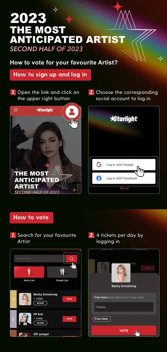 ✨Congratulations to Gun Atthaphan on being nominated for The Most Anticipated Artist Second Half of 2023
🎫Log in every day to receive 4 tickets
📅Voting period: Jun.29 - Jul.17 20:00 BKK
🔗starlightawards.asia
#GunAtthaphan #STARLIGHTAWARDS #STARLIGHT2023XGunAtthaphan