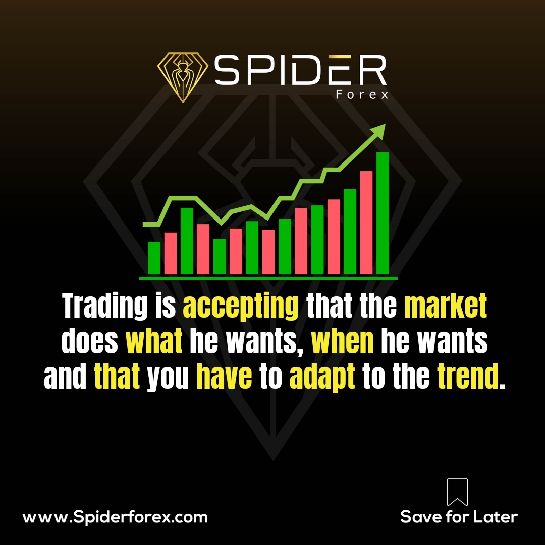 spiderfxbroker's tweet photo. Trading is accepting that the market does what he wants, when he wants and that you have to adapt to the trend.
#Spdier #SpiderForex #trading #forex #tradelikepro https://t.co/9jyIKUhax4