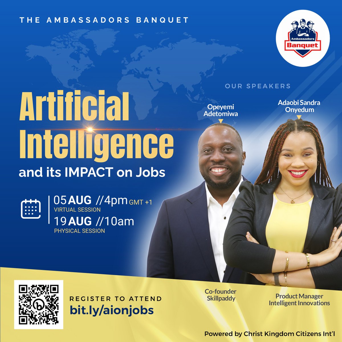 dambassadorsckc's tweet photo. Discover the future of work in the era of Artificial Intelligence. Explore AI's remarkable impact on employment. Your search ends here!

Mark your calendar. 
#AI #FutureOfWork #Employment #AIJobsEvent #FutureOfWork #ArtificialIntelligence #VirtualEvent https://t.co/q3yVAyj5tg