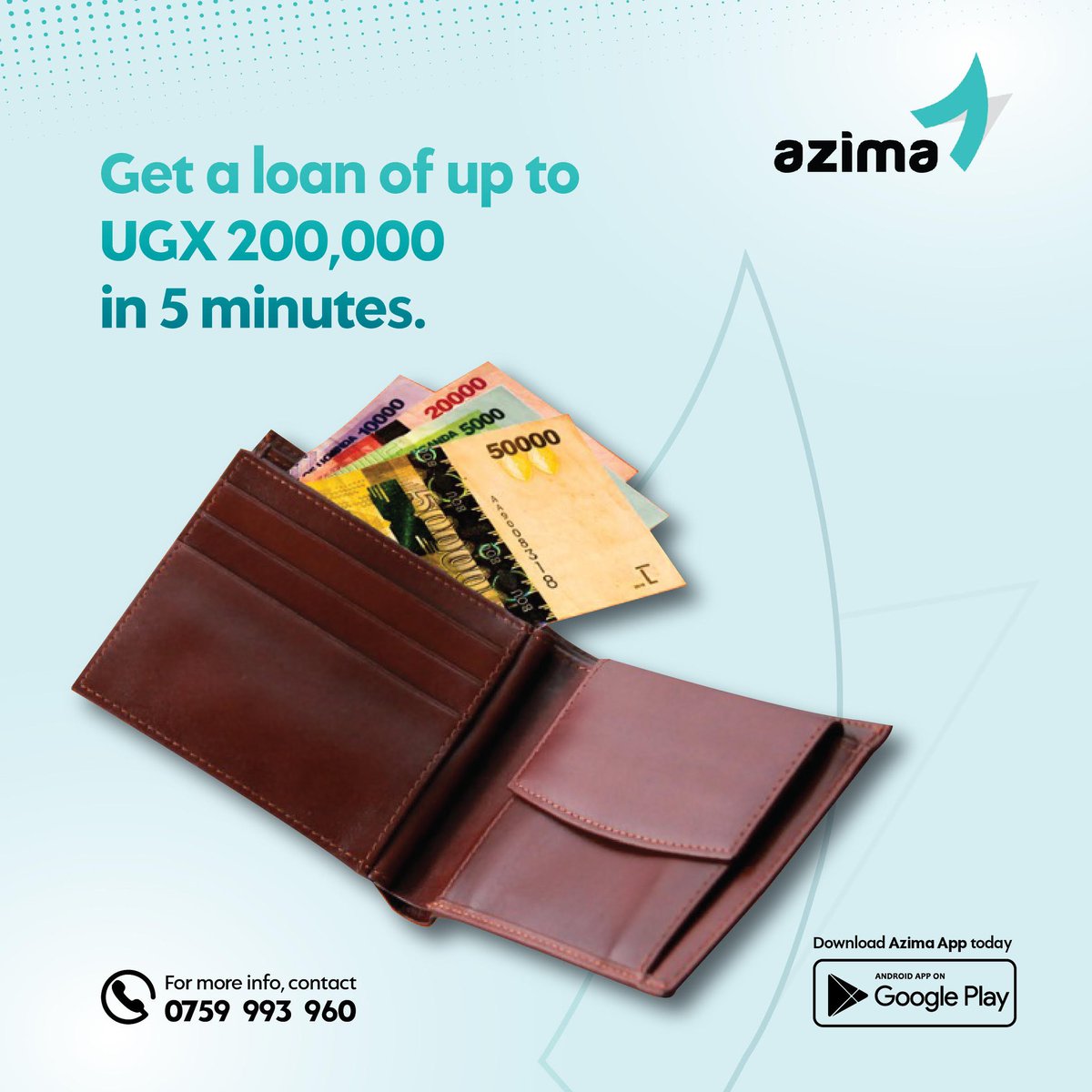 AzimaApp's tweet photo. Need a quick loan? You're in luck! We are as fast as you are - we'll have your money ready almost before you've finished applying for it and allow you pay back in 30days at an affordable interest rate of 20%.
Download Azima now and get started.
#AzimaInstantLoans https://t.co/HVHXbGWUAc