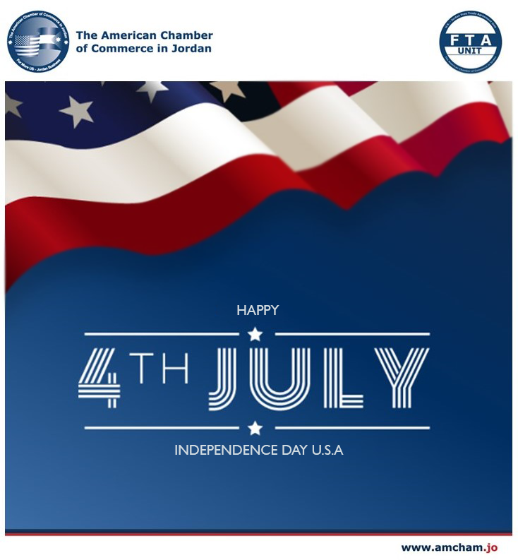 AmCham-Jordan wishes the U.S. a very happy 4th of July. May the Jordan-USA friendship and partnership continue to grow and prosper.

#amcham #jordan #usa #forthofjuly🇺🇸 #4thofjuly #independenceday