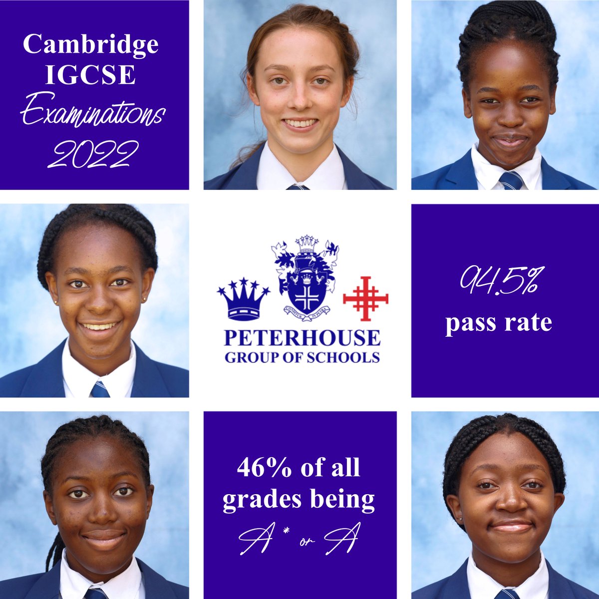 Congratulations to our pupils on their achievements in the Cambridge IGCSE 2022 Examinations. At Peterhouse Girls the overall pass rate was 94.5% while at Peterhouse Boys the pass rate was 82.1%.